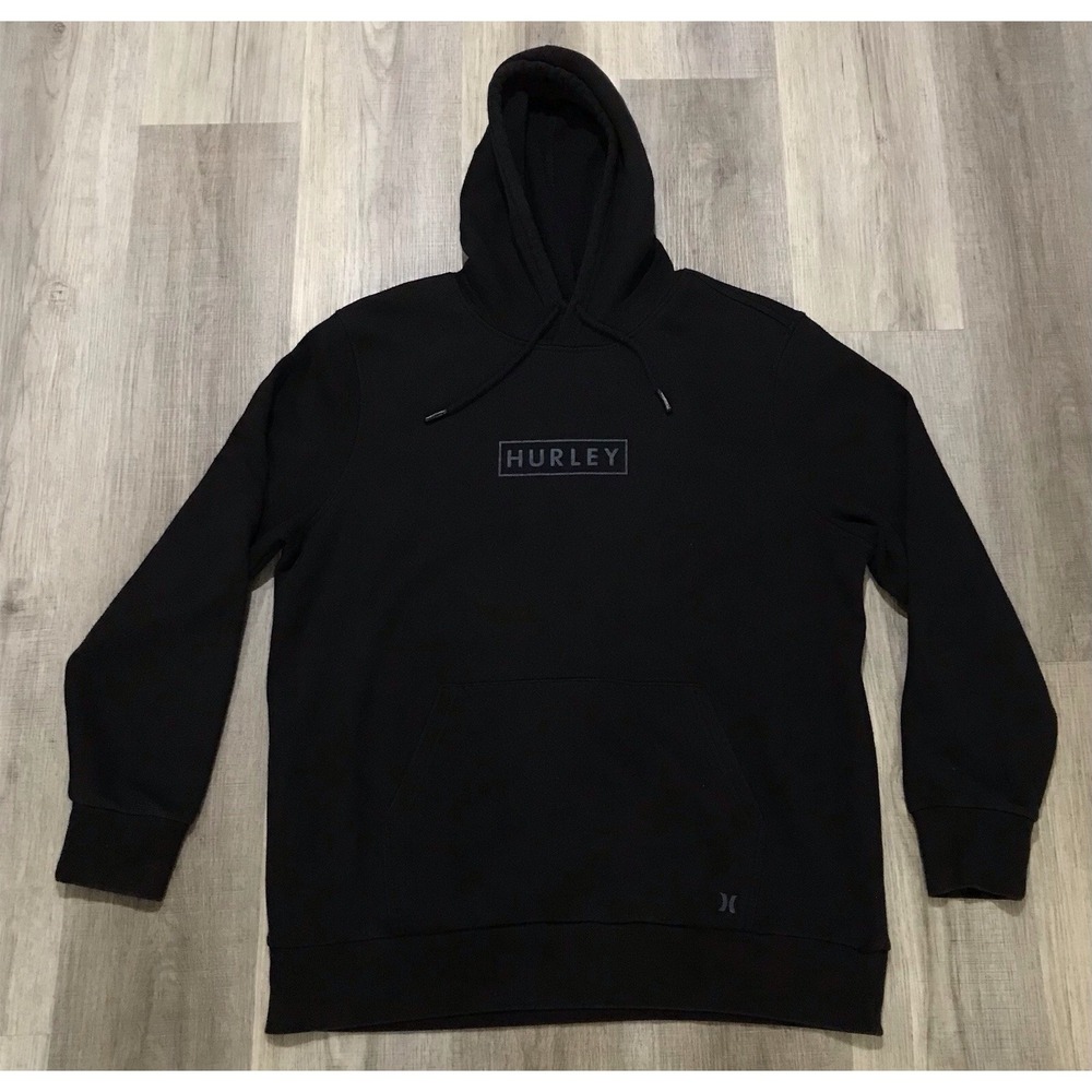 Hurley Hoodie Mens XL Black Pullover Sweatshirt Logo Kangaroo Pocket X-Large